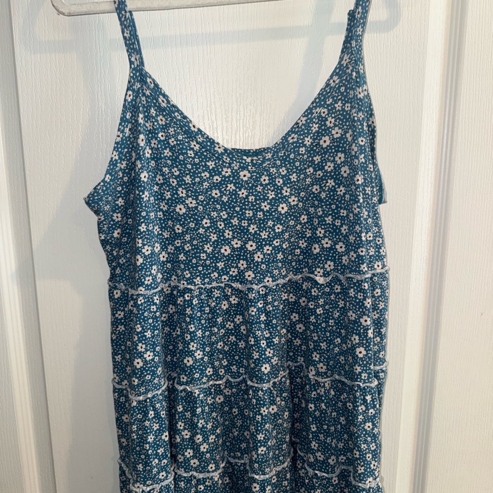 Torrid Blue Floral Slub Jersey Top
